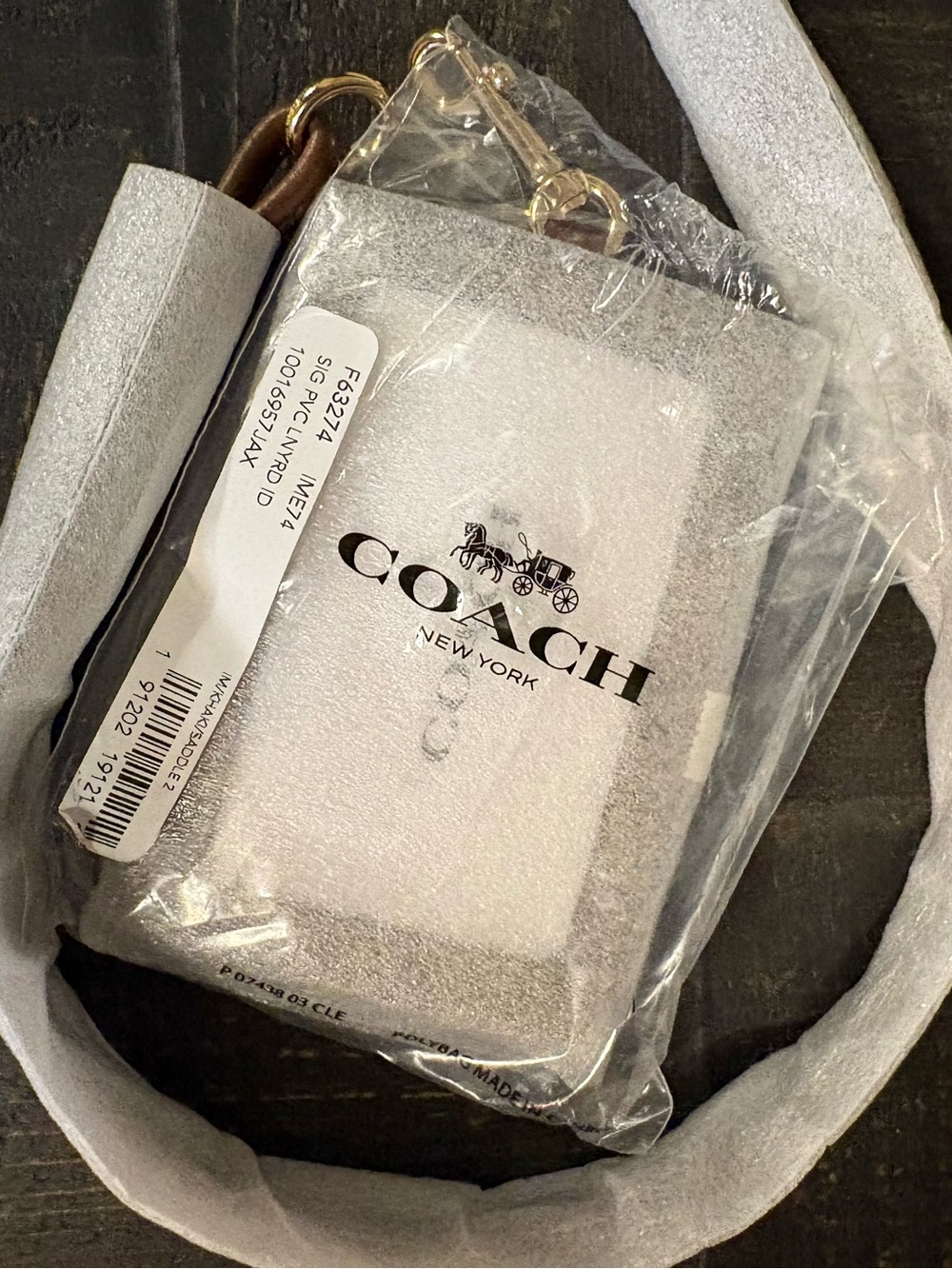 Coach Brown Signature Card Holder with Gold Hardware